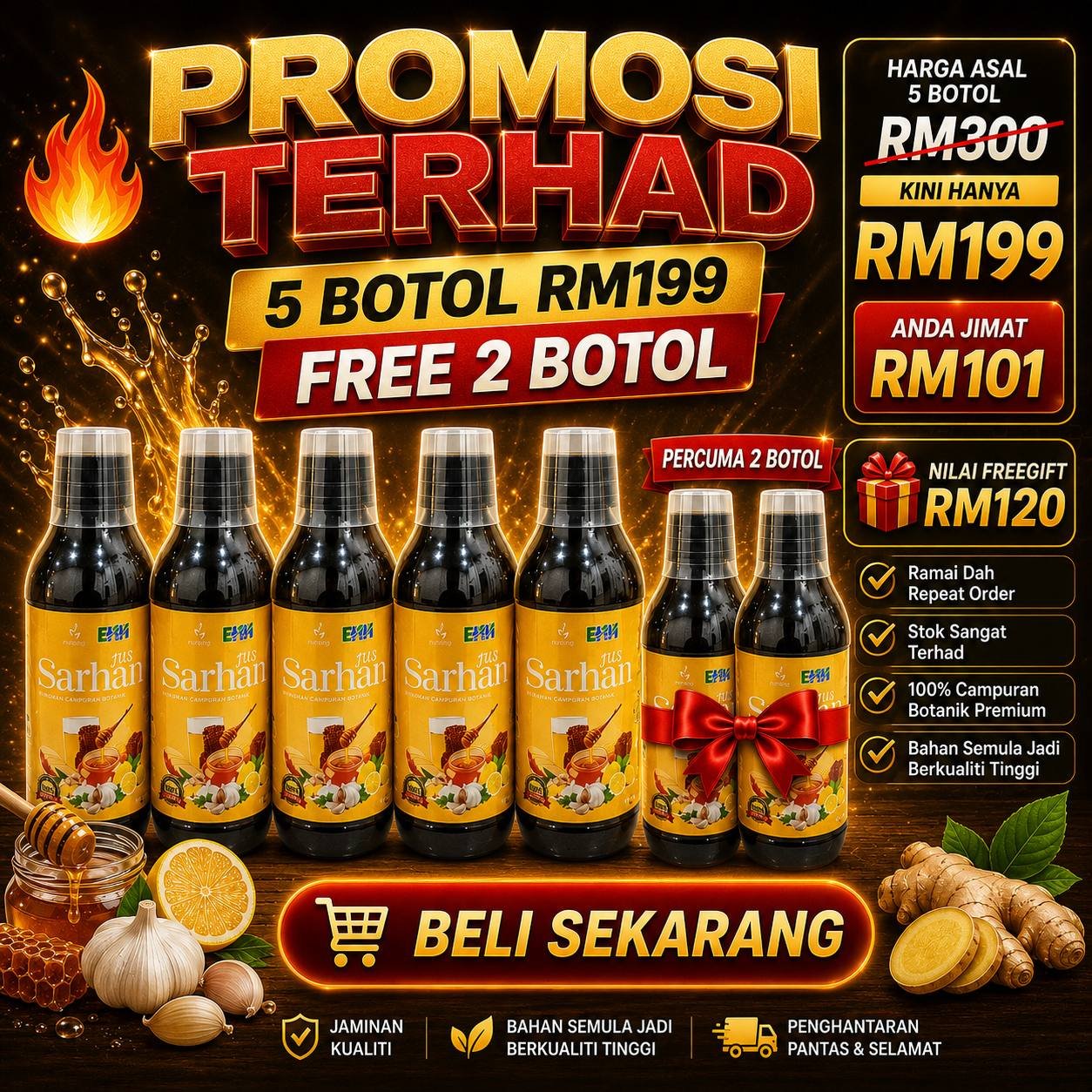 Jus Sarhan - 5 BOTOL FREE 2 BOTOL